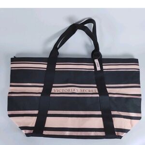 Victoria's Secret Striped Black and Pink Tote